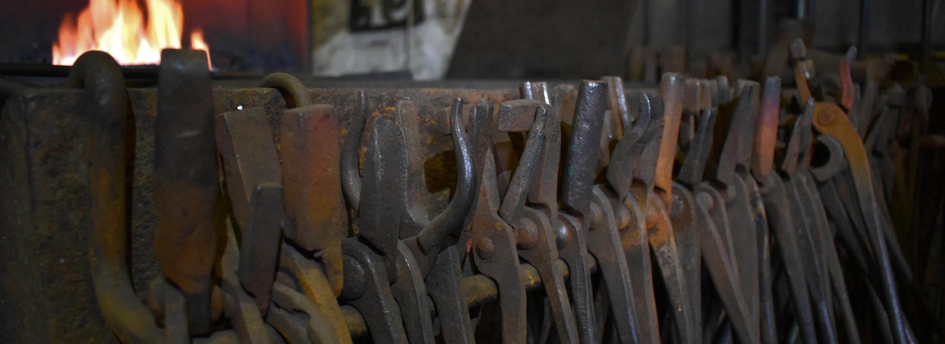 Tongs used in The Blacksmith Shop forge.