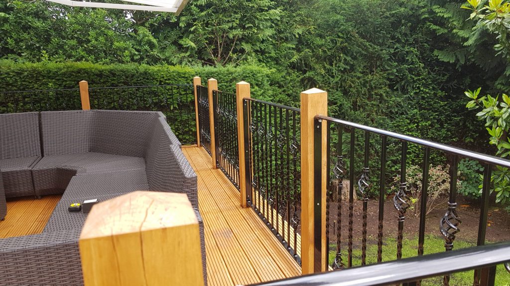 View from deck with railing fence panels made to fit existing posts..