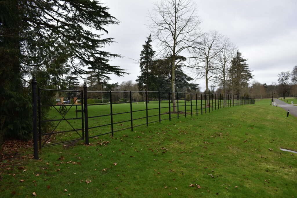 Metal estate fencing and gates supplied and fitted by The Blacksmith Shop.