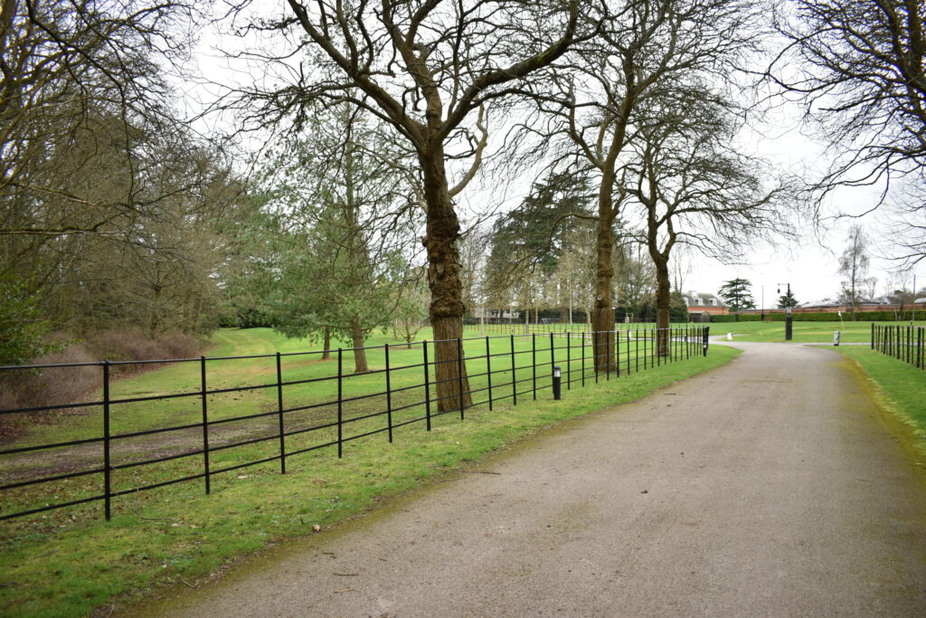 This metal fencing makes a lovely country estate picture.