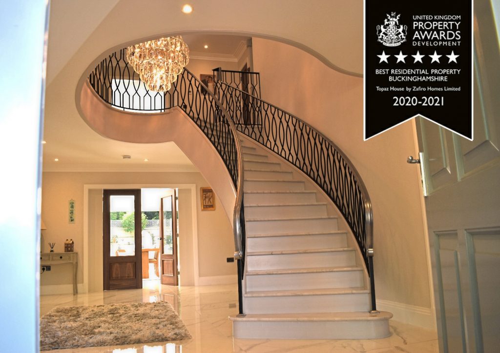 Spiral staircase at award winning property in Buckinghamshire.