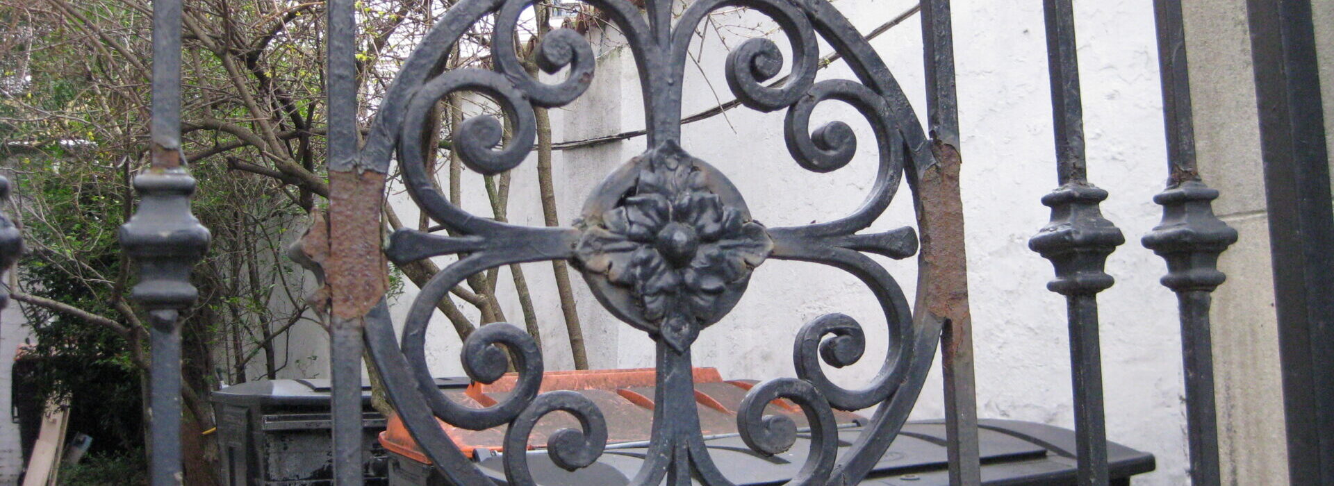 Detail of wrought iron restoration.