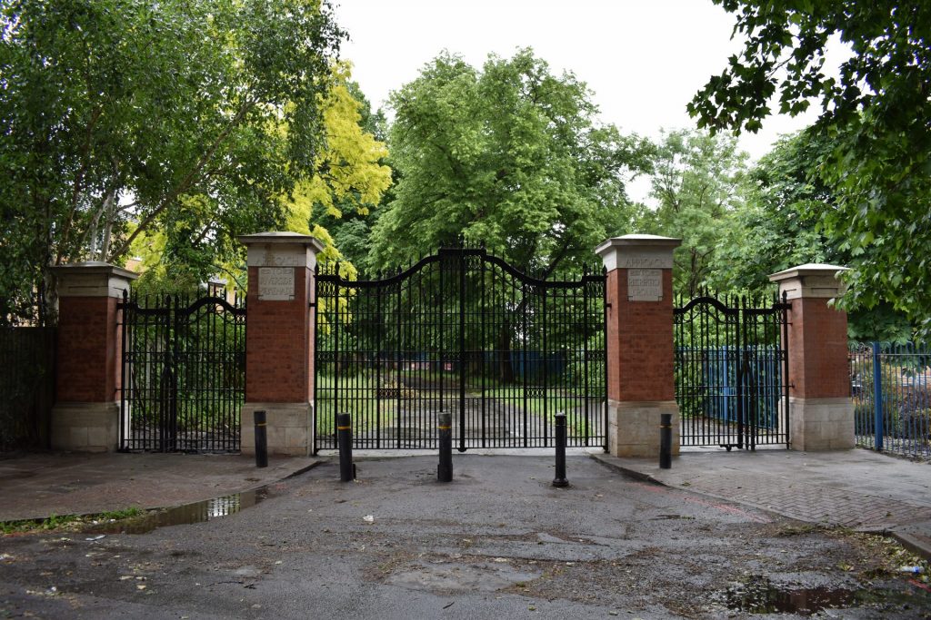 Wrought iron gates refurbishment at Dukes Meadow Promenade, Chiswick.